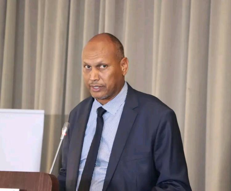 The Principal Secretary State Department for Shipping and Maritime Affairs Aden Millar during a maritime event at the Bandari Maritime Academy.