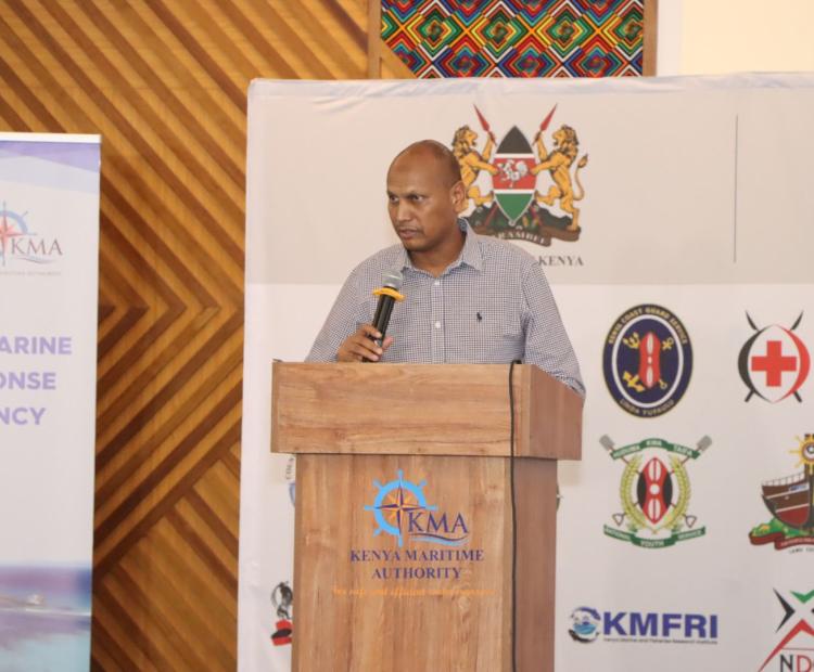 The Principal Secretary Aden A. Millah during a maritime event in Mombasa