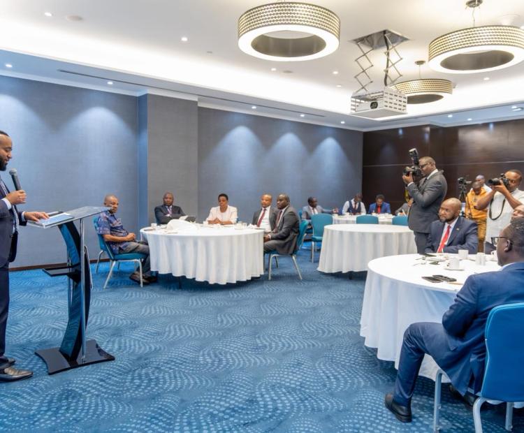 The Cabinet Secretary Ministry of Mining, Blue Economy and Maritime Affairs Hon. Ali Hassan Joho during an event at Taita Taveta County.