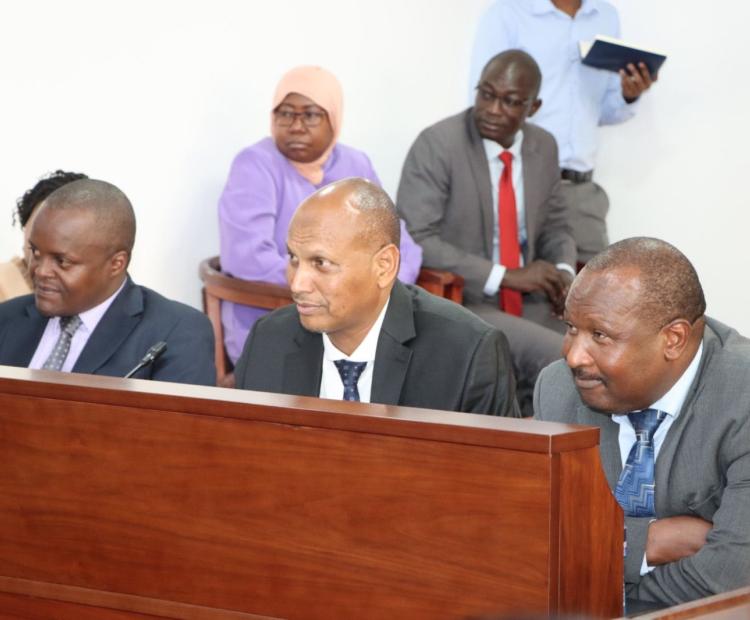 In the middle, State Department for Shipping and Maritime Affairs Mr. Aden A. Millar before the Parliamentary Committee on Transport and Infrastructure.