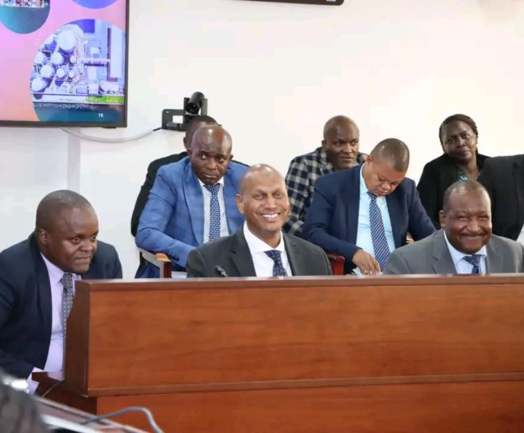 From left, Kenya Maritime Authority Director General CPA Omae Nyarandi, in the middle, State Department for Shipping and maritime affairs PS Aden Millah during the State Department for Shipping and maritime affairs 2026 BPS presentation.