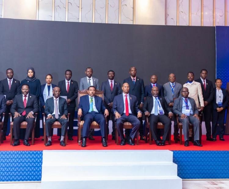 Shipping and Maritime PS Mr. Aden A. Millah third from right and in a red tie during the MOESNA event at Tanzania