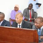 In the middle, State Department for Shipping and Maritime Affairs Mr. Aden A. Millar before the Parliamentary Committee on Transport and Infrastructure.
